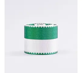 Repsseidenband 72 mm, Modell 3104 [Weiss-Grün (3)] / Ruban en soie côtelée de 72 mm de largeur, modèle 3104 [blanc-vert (3)]