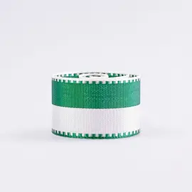 Repsseidenband 55 mm, Modell 3103 [Weiss-Grün (3)] / Ruban en soie côtelée de 55 mm de largeur, modèle 3103 [blanc-vert (3)]