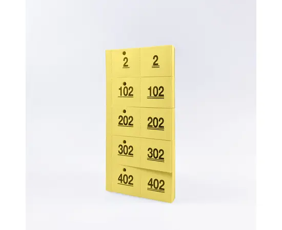 Garderobennummern Heftform, gelocht, Modell 464 / Tickets de vestiaire en forme de calepin, perforés, modèle 464