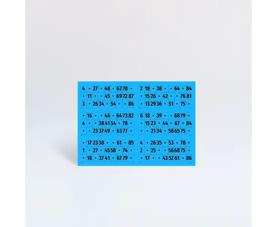 6er-Lottozettel aus Papier 1 – 90, Modell 6004 / Plaque de 6 grilles de loto en papier numérotée de 1 – 90, modèle 6004
